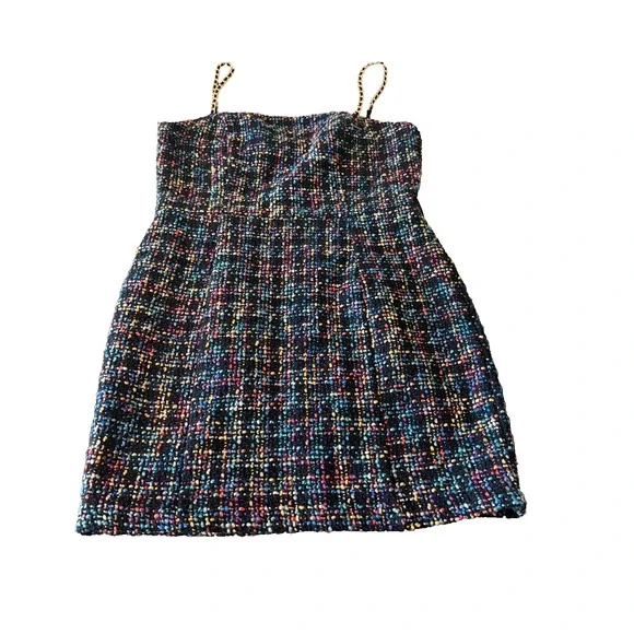 Amanda Uprichard Size M Tweed Belted Hasley Dress Mini Bodycon Multicolor ￼ - Picture 5 of 8